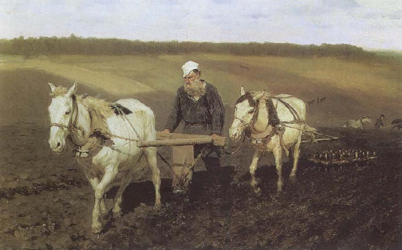 Ilya Repin A Ploughman,Leo Tolstoy Ploughing oil painting image
